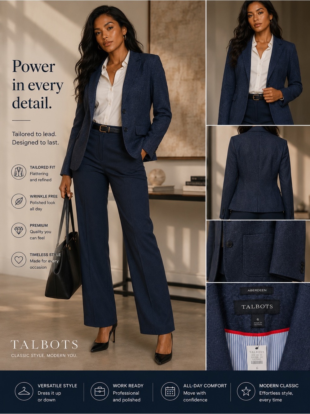 Talbots Women's Navy Tailored Aberdeen Blazer